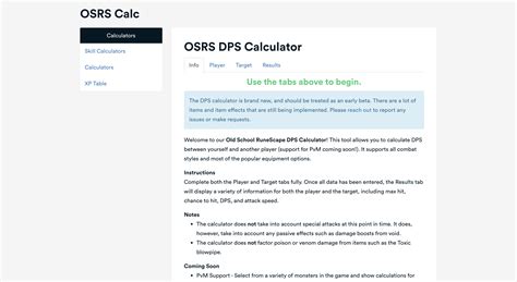 combat calculator osrs  love  feedback   dps calculator web app  ve