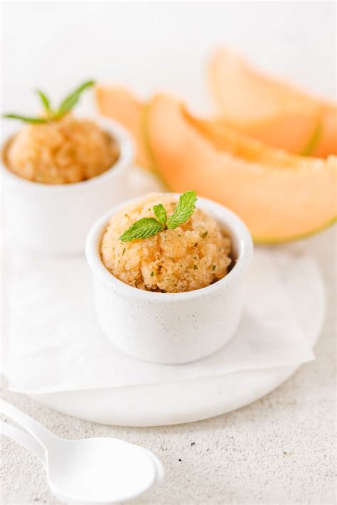 Cantaloupe Granita With Lime And Mint Vegan Refined Sugar Free