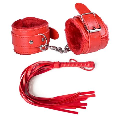 Bdsm Bondage Leather Whip Set Handcuffs And Ankle Cuff Restraints Slave