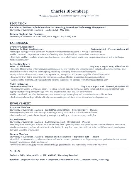 rezi  year student resume template