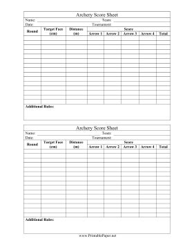 printable archery score sheet archery archery tips physical