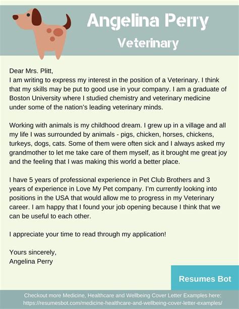 veterinary cover letter samples templates pdfword