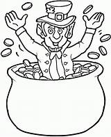 Leprechaun Coloring Gold Pages Coins Pot Printable Clipart Rainbow St Drawing Patrick Color Popular Super sketch template