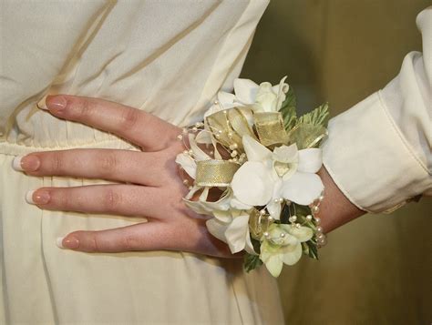 prom flowers beautiful wrist corsages white and gold