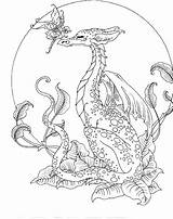 Coloring Pages Dragon Mystical Fairy Dragons Fairies Amy Brown Adult Book Color Cute Hard Fantasy Mythical Printable Adults Grown Ups sketch template