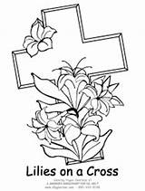 Coloring Pages Easter Lilies Cross Giggletimetoys sketch template