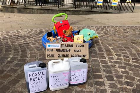 portsmouth extinction rebellion stages oily protest  city centre banks  day  action