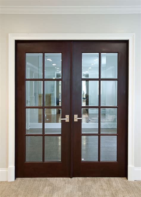interior door custom double solid wood  dark mahogany finish