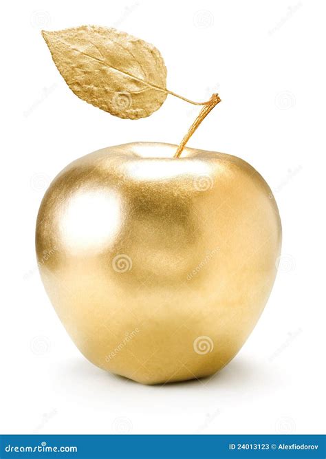 gold apple stock image image  artistic gilded metal