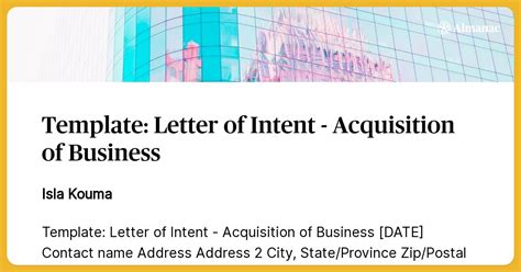 template letter  intent acquisition  business