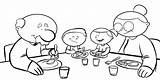 Comiendo Abuelos Nietos Sentados Colorea Jugando Alimentandose Cartas Primaria sketch template