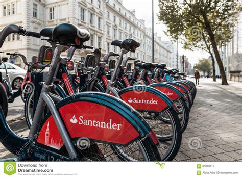 santander bikes in london uk editorial photo image of