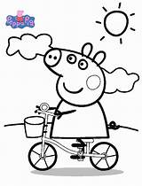 Coloring Peppa Pig Pages Friends Print Clipart Library Bike sketch template
