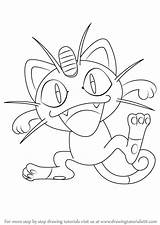 Meowth Pokemon Pages Coloring Draw Drawing Drawings Sketch Visit Colouring Drawingtutorials101 sketch template