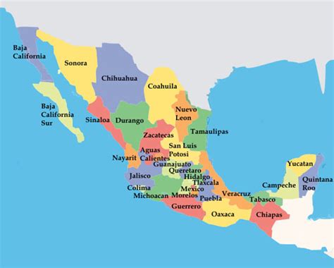 mapa de los estados  forman mexico constituciones hispanoamericanas