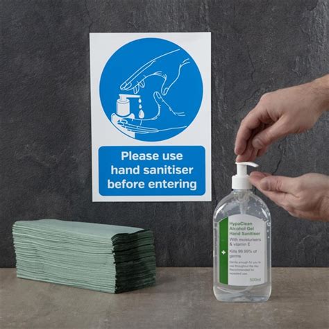 please use hand sanitiser before entering sign a4 self adhesive fn841