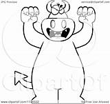 Outlined Attacking Devil Big Clipart Cartoon Cory Thoman Coloring Vector sketch template