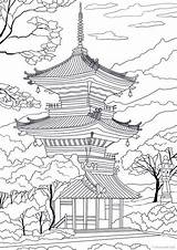 Temple Buddhist sketch template