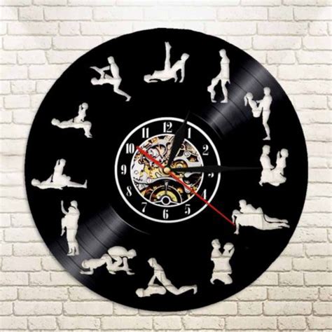 24 hours sex position vinyl record wall clock silhouette led backlight