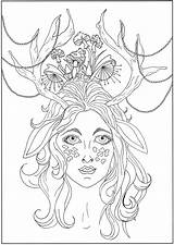 Coloring Doe Pages Lady Woman Stress Adults Anti Zen Flower Adult Printable Color Face Getdrawings Getcolorings Justcolor sketch template
