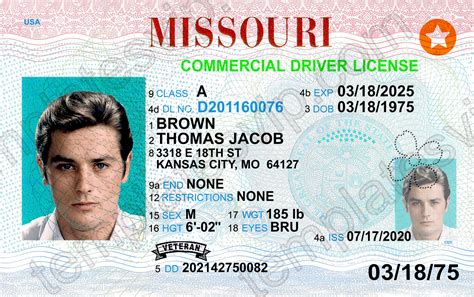 missouri mo drivers license psd template   templates