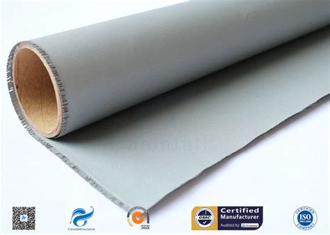 double sides grey silicone rubber coated fiberglass fabric  glass