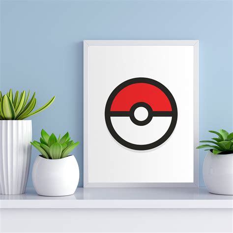 pokemon pokeball logo minimalist poster  colours etsy uk