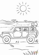 Safari Jeep Coloring Pages Printable Kids Supercoloring Animals Dot Drawing Sketch Templates sketch template
