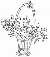 Embroidery Baskets Hand Flowers Flower Patterns Embroidered sketch template