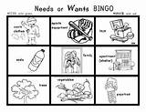 Kindergarten Bingo Wants Needs Game Studies Social First Board Grade Activities 1st Choose Student Activity Teacherspayteachers Preview sketch template