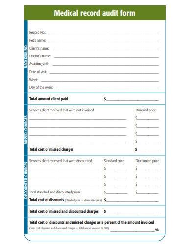 medical record audit form templates