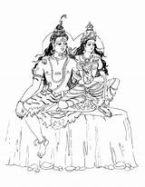 Shiva Parvati Gods Goddesses sketch template