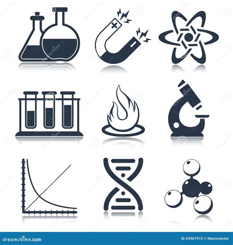 iconos de la ciencia de la fisica ilustracion del vector imagen