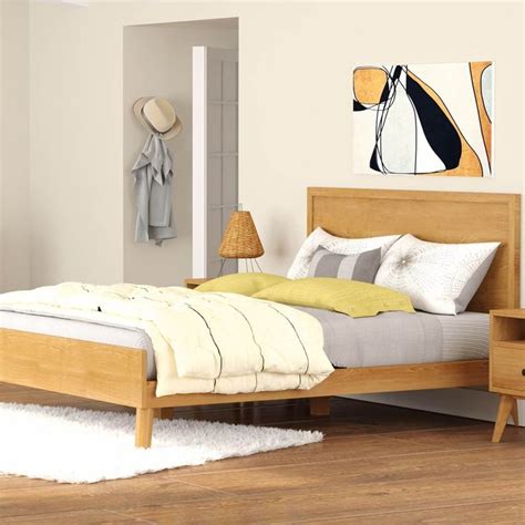 harlow solid wood mid century modern platform bed mid century modern