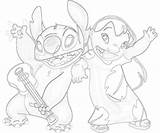 Stitch Lilo Coloring Line Surfing Popular Library Clipart sketch template
