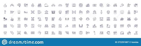 film line icons signs set design collection of movie cinema