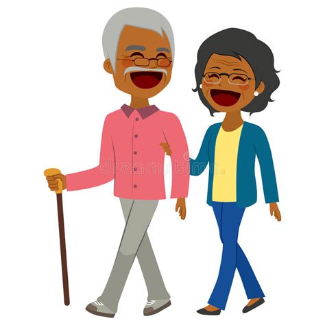 African American Senior Couple Walking Stock Vector
