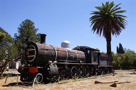 steam locomotives  south africa potchefstroom station forecourt sar class