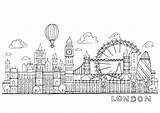 Doodles Londyn Rysunek Krajobraz Paisaje Wektorów Vecteur sketch template