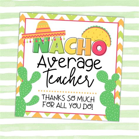 nacho average teacher printable   calendar printable