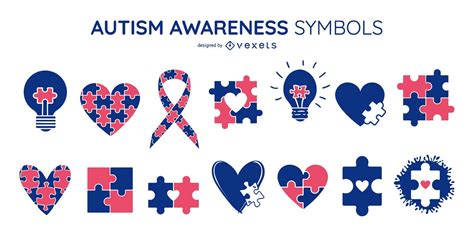 autism awareness colored symbol pack vector