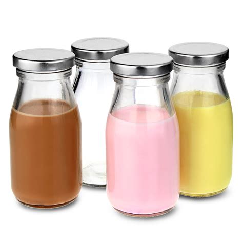 mini milk bottles  lids ml drinkstuff