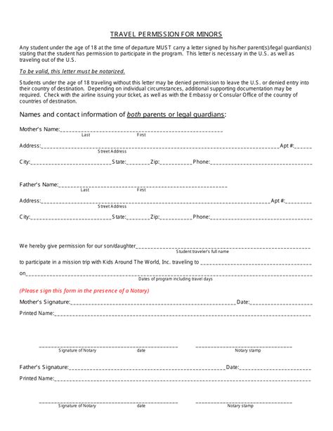 travel permission form  minors fill  sign