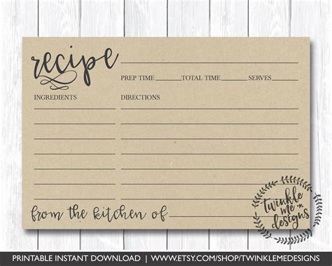 recipe cards templates word