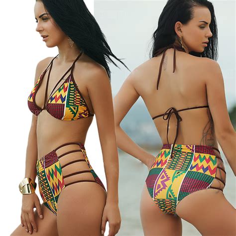 New Sexy Womens African Inspired Swimwear Bathing Suits Hammock Cutout
