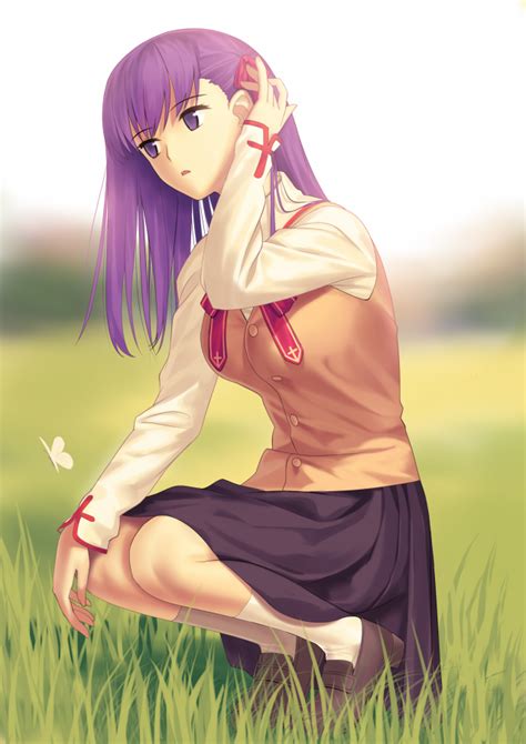 1girl adjusting hair breasts butterfly fate stay night fate series