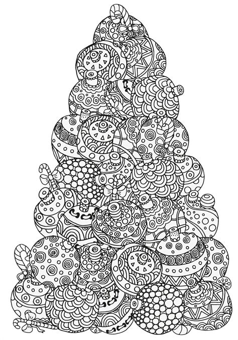 christmas tree   baubles colouring page adult coloring pages