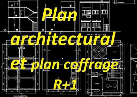 exemple plan architectural  plan de coffrage dwg pour batiment  cours genie civil
