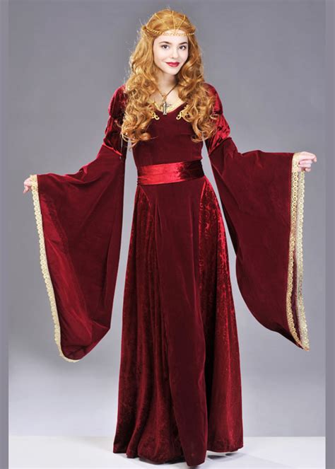 Womens Deluxe Red Medieval Queen Costume