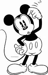 Mouse Mickey Thinking Coloring Old Pages Disney Wecoloringpage sketch template